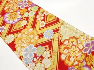 花々に菱・雪輪・花菱模様織出し袋帯